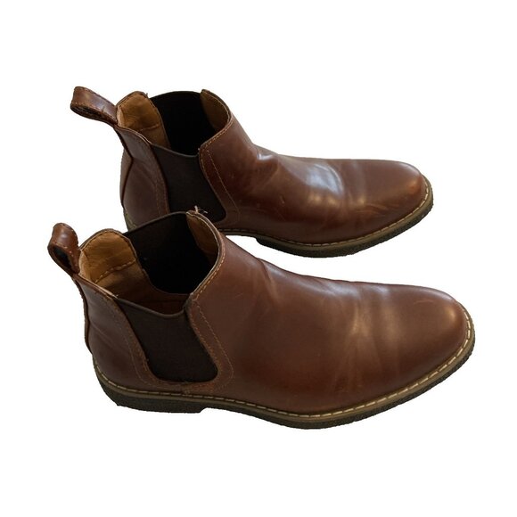 Deer Stags Boot Boys 3M Zane Chelsea Ankle Booties Brown Leather Almond Toe - Picture 7 of 9